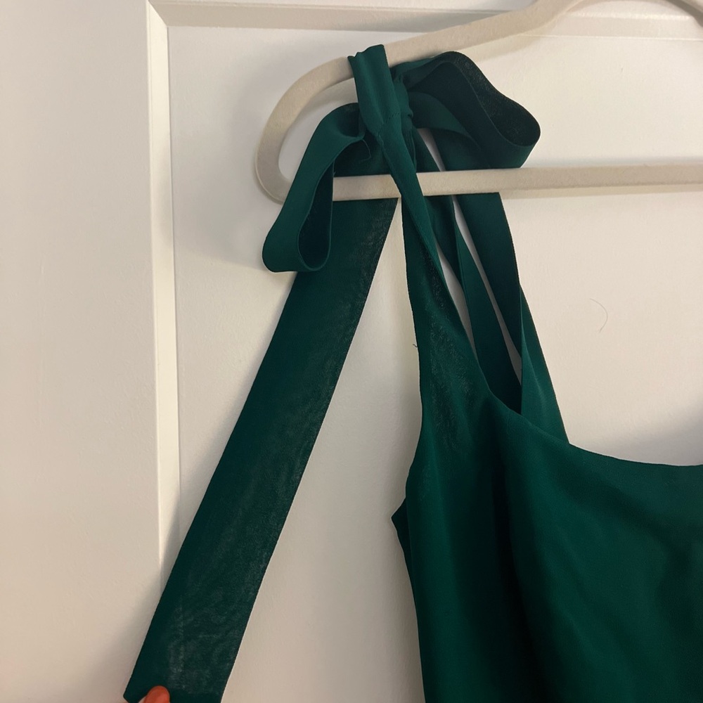 Reformation Emerald Green Twilight Dress tie shoulder